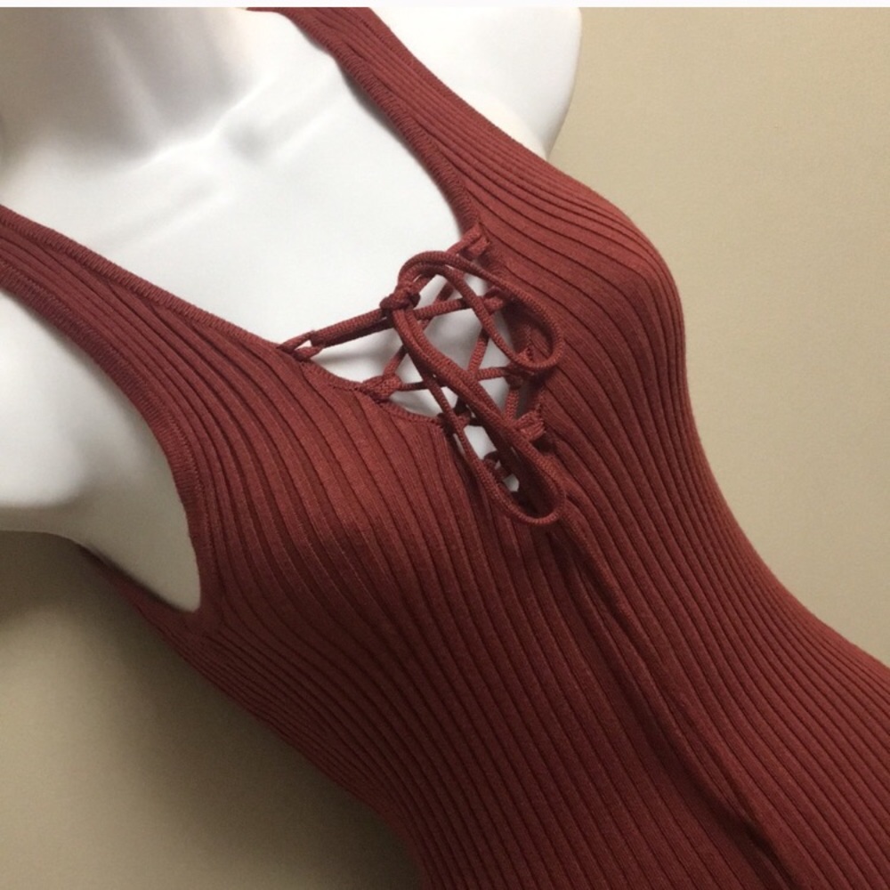NWT Forever 21 Ribbed Lace Up Tank Dress